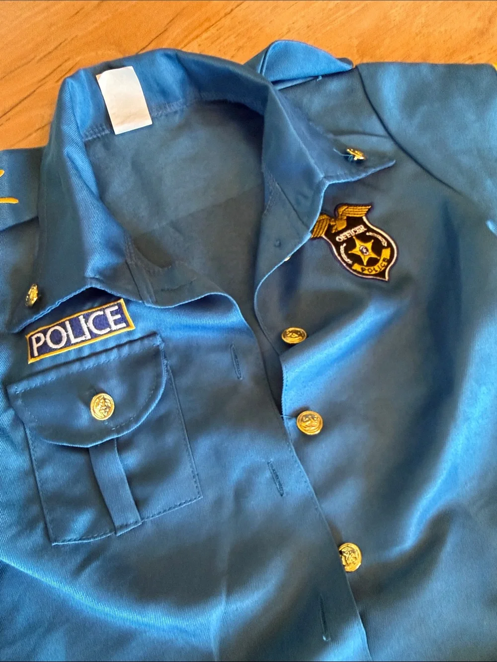 Kids' Blue Police Officer Costume Dress with Belt & Handcuffs